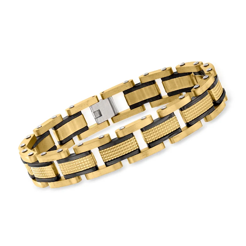 Seasonal Jewelry Deals – Elevate Your Style Ross-Simons Men's 18kt Gold-Plated Stainless Steel Link Bracelet