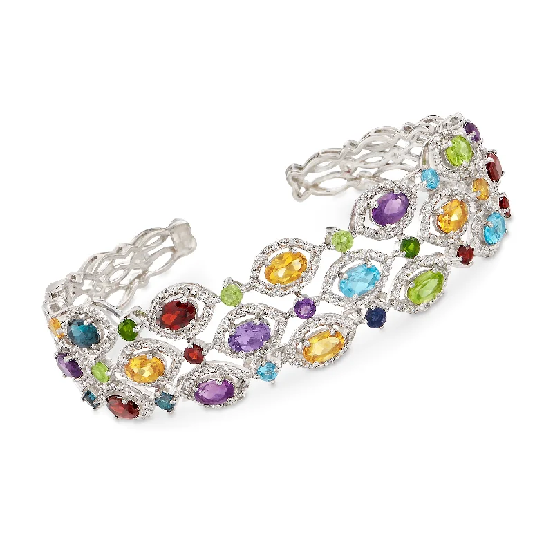 Ross-Simons Multi-Gemstone Cuff Bracelet in Sterling Silver