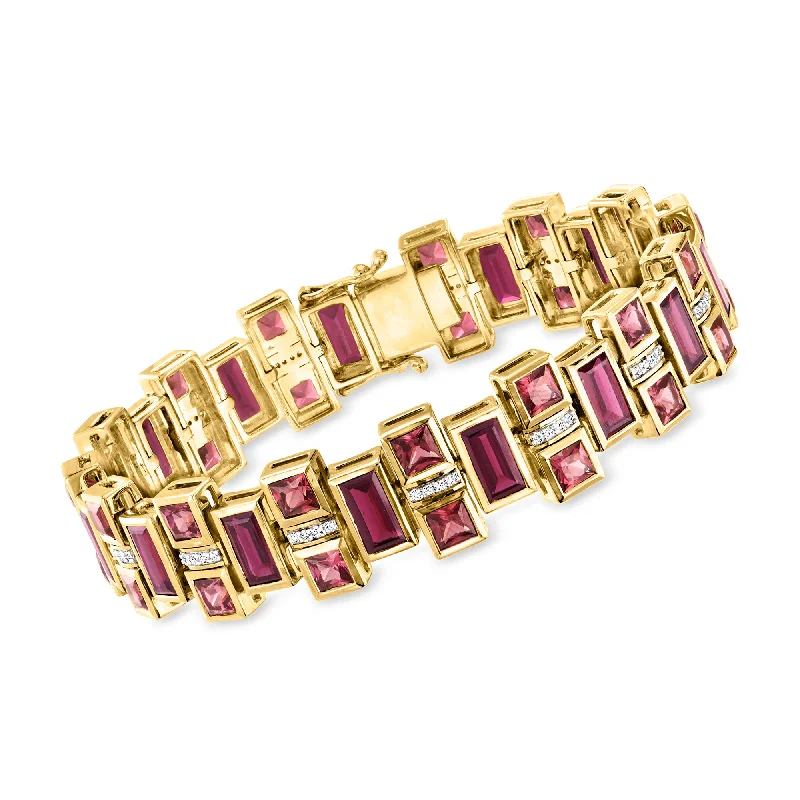 Ross-Simons Rhodolite Garnet and . White Topaz Bracelet in 18kt Gold Over Sterling