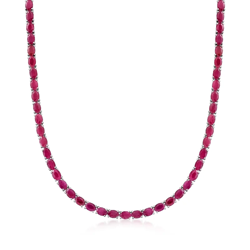 Seasonal Jewelry Sale – Upgrade Your Collection Ross-Simons Ruby Tennis Necklace in Sterling Silver