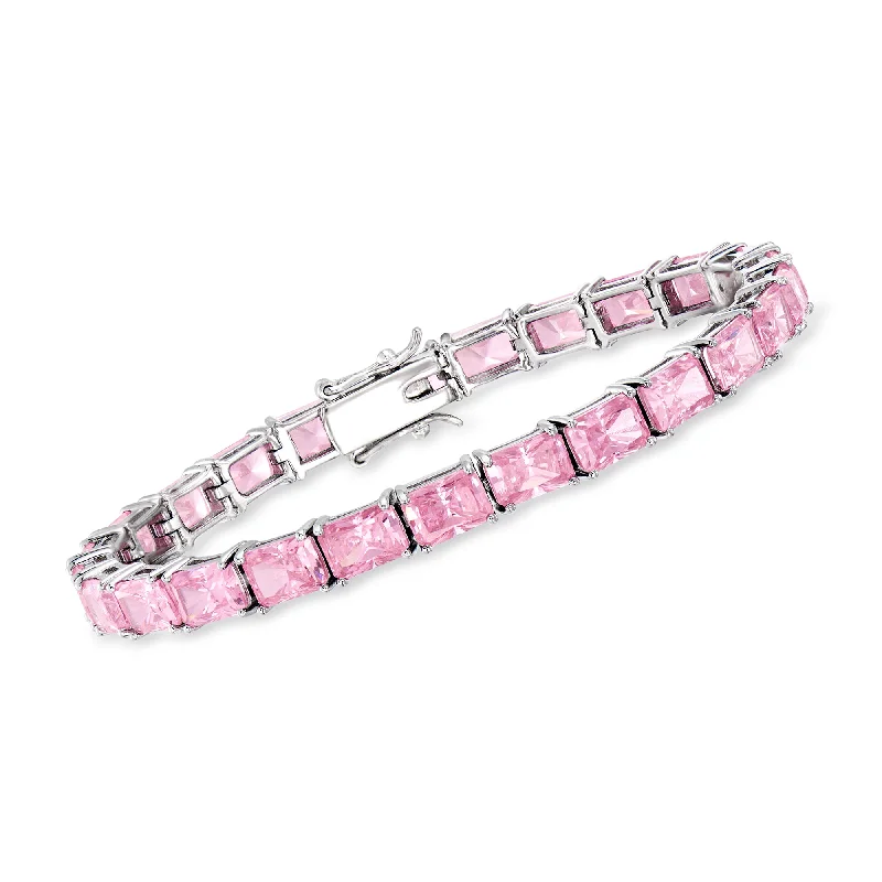 Ross-Simons Simulated Pink Sapphire Tennis Bracelet in Sterling Silver