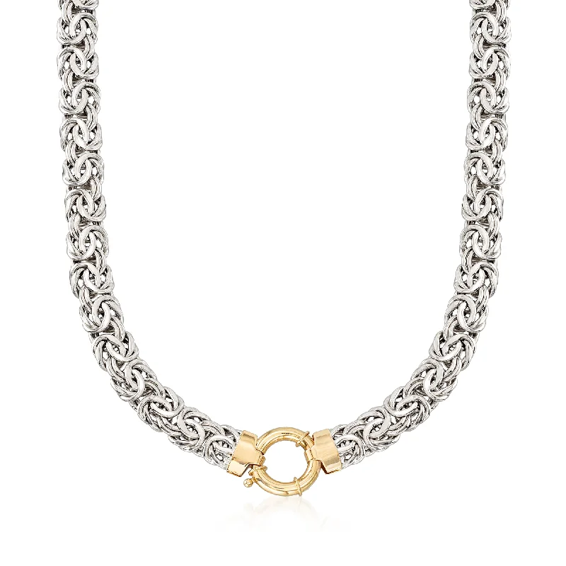 Ross-Simons Sterling Silver Byzantine Necklace With 14kt Yellow Gold