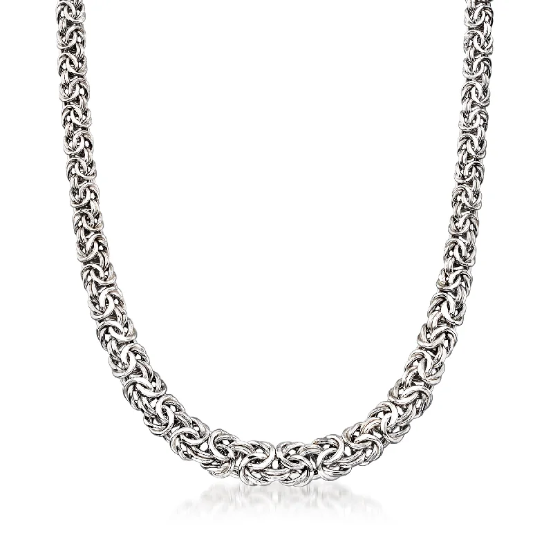 Ross-Simons Sterling Silver Graduated Byzantine Necklace