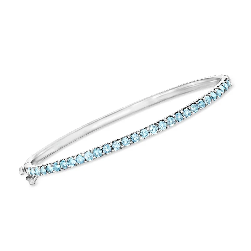 Ross-Simons Swiss Blue Topaz Bangle Bracelet in 18kt Gold Over Sterling