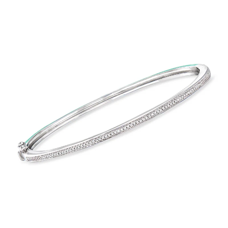 RS Pure by Ross-Simons Diamond and Turquoise Reversible Bangle Bracelet in Sterling Silver