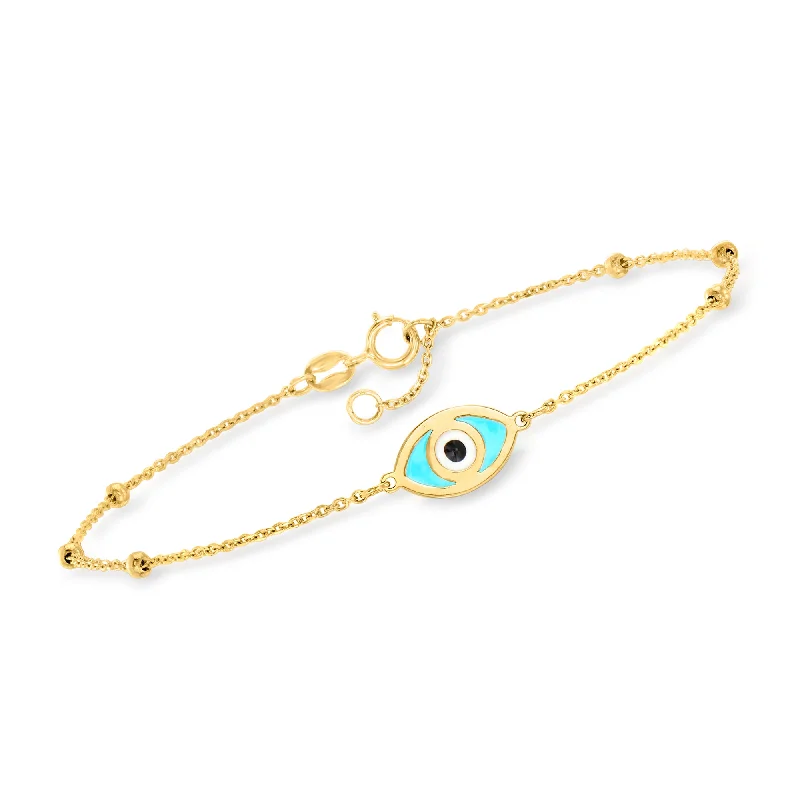 RS Pure by Ross-Simons Italian 14kt Yellow Gold Evil Eye Bracelet With Multicolored Enamel