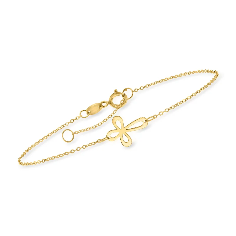 RS Pure by Ross-Simons Italian 14kt Yellow Gold Looped Cross Bracelet