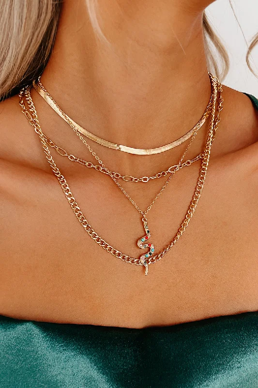 Snake Your Time Layered Necklace (Gold)