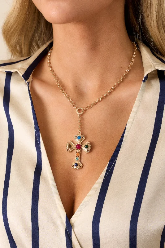 Upgrade Your Collection With Our Limited-Time Jewelry Sale So Many Memories Gold & Multi Pearl Cross Necklace