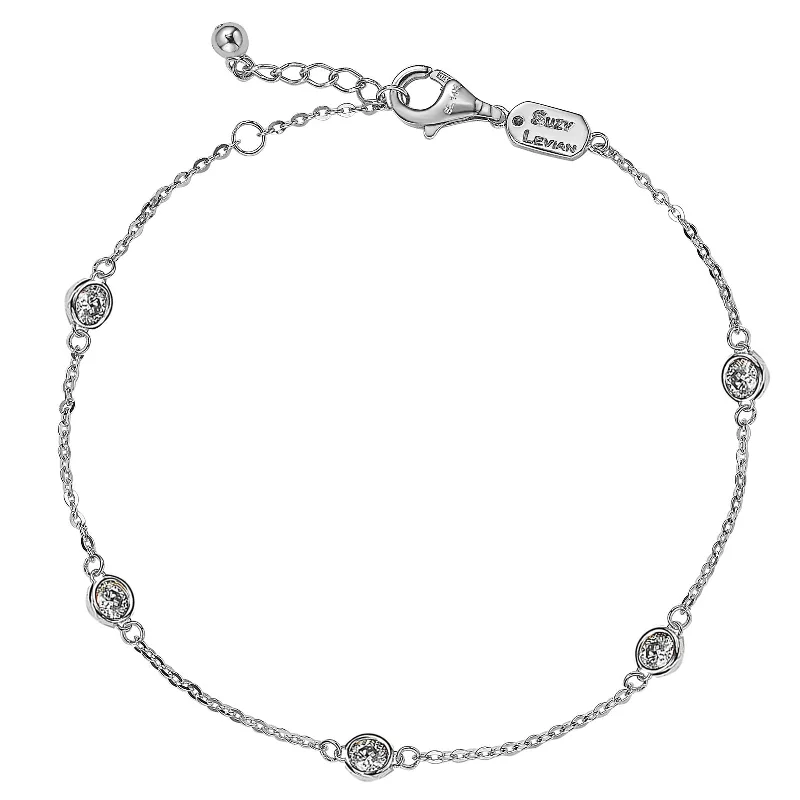 Exclusive Jewelry Sale – Sparkle For Less Suzy Levian 0.75 ct TDW 14K White Gold Diamond Station Bracelet