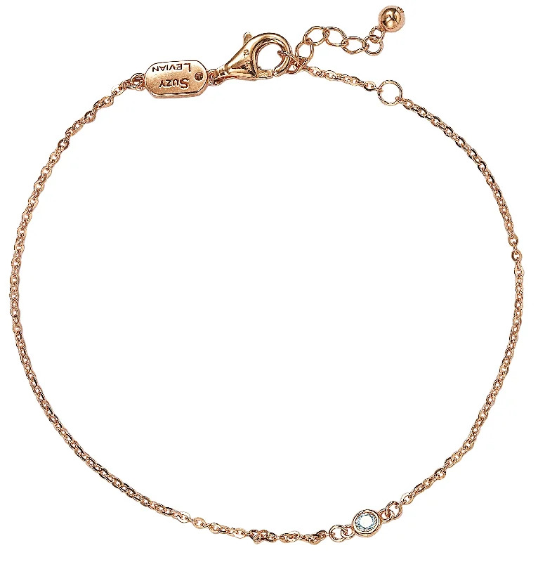 Suzy Levian 1/7 ct TDW 14K Rose Gold Diamond Solitaire Bracelet