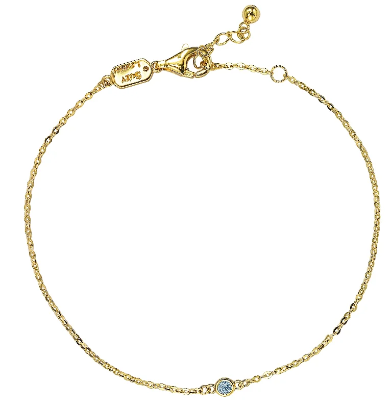 Suzy Levian 1/7 ct TDW 14K Yellow Gold Diamond Solitaire Bracelet