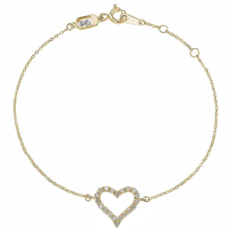 Suzy Levian 14K Yellow Gold & .24 cttw Diamond Heart Solitaire Bracelet