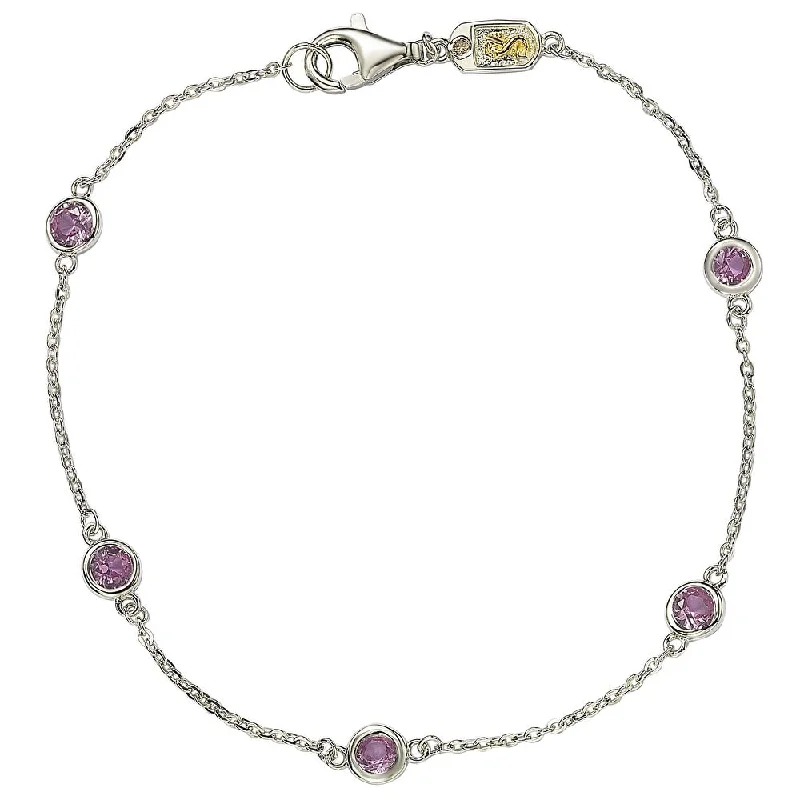 Grab Your Favorite Jewelry At The Lowest Prices Suzy Levian Pink Sapphire 1 cttw Sterling Silver Station Bracelet