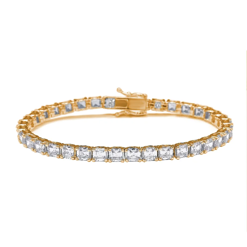 Premium Jewelry Now Available At Special Discounts Suzy Levian Rose Sterling Silver White Assher Cut Cubic Zirconia Tennis Bracelet