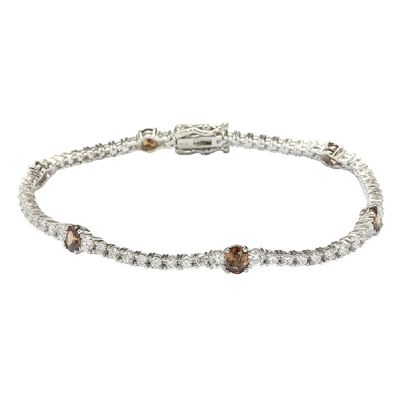 Affordable Luxury Jewelry For Every Occasion Suzy Levian Sterling Silver Brown and White Cubic Zirconia Tennis Bracelet