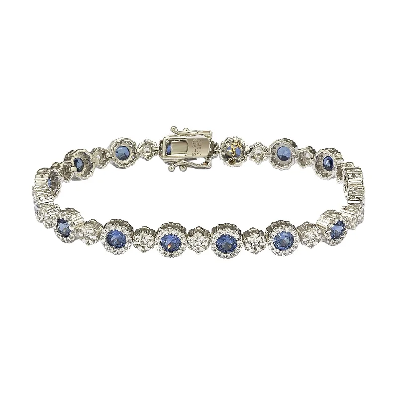 Suzy Levian Sterling Silver Sapphire and Diamond Accent Bracelet