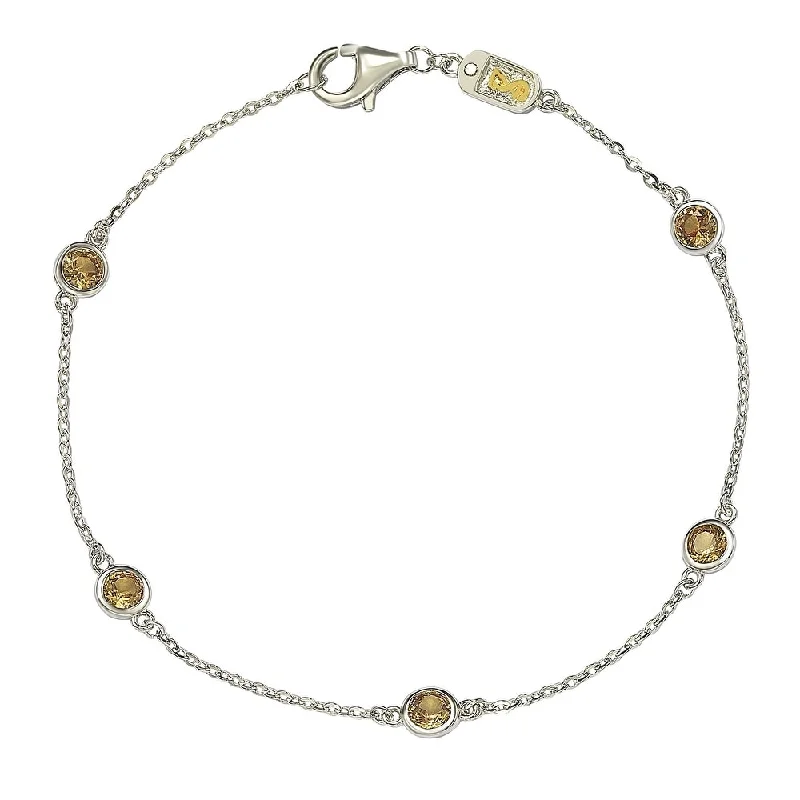 Suzy Levian Yellow Sapphire 1 cttw Sterling Silver Station Bracelet