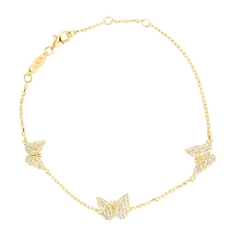 Discounted Jewelry For A Glamorous Look Suzy Levian Yellow Sterling Silver White Cubic Zirconia Butterfly Bracelet