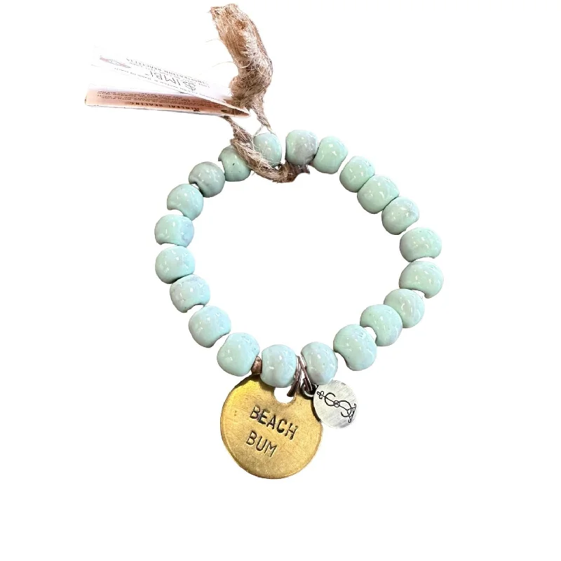 Women's Beach Bum Inspirational Charm Bracelet In Aqua