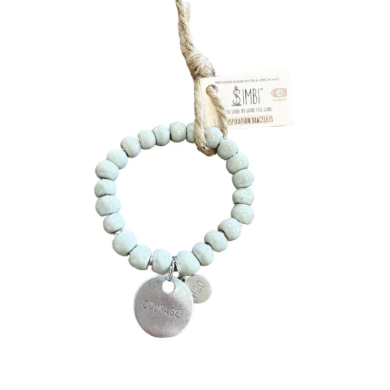 Women's Courage Inspirational Charm Bracelet In Moon Grey