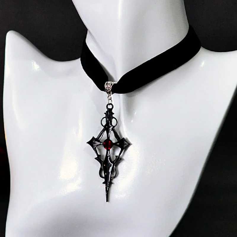 Bohemian-Inspired Jewelry For Free-Spirited Fashion Women's Gothic Diamante Cross Choker