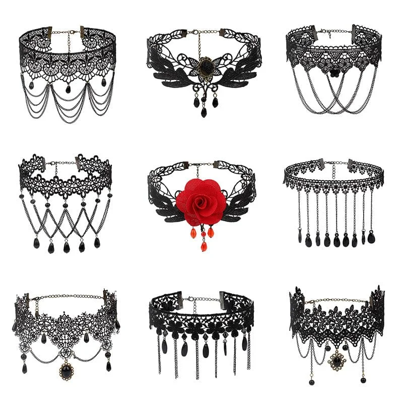 Women's Gothic Tassel Lace Choker