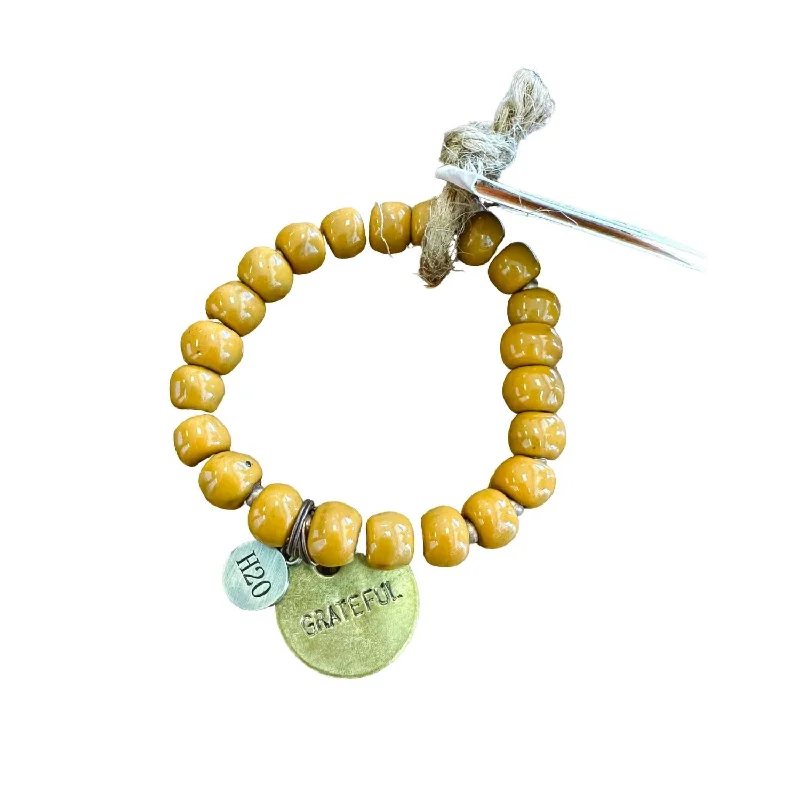 Women's Grateful Inspirational Charm Bracelet In Tiger Tail