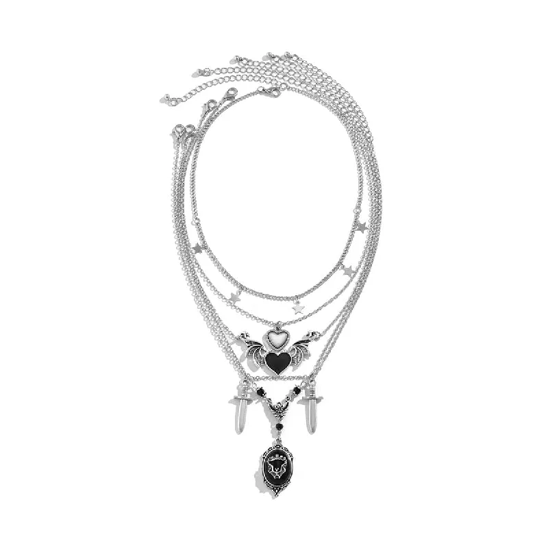 Eco-Friendly Sustainable Jewelry For Conscious Buyers Women's Punk Heart Layered Chain Choker