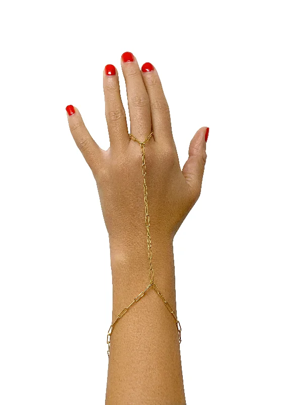 Adornia Paper Clip Hand Chain gold