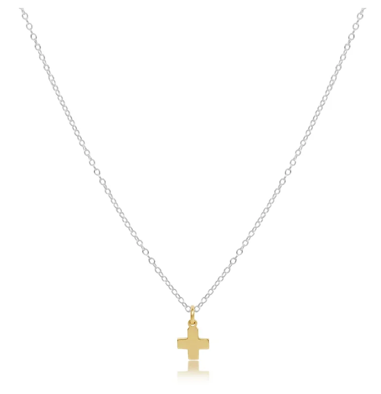 E Newton 16" Necklace - Signature Cross Charm Mixed Metal