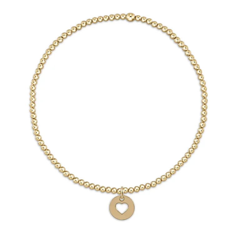 E Newton egirl Classic Gold Bead Bracelet - Love Small Gold Disc