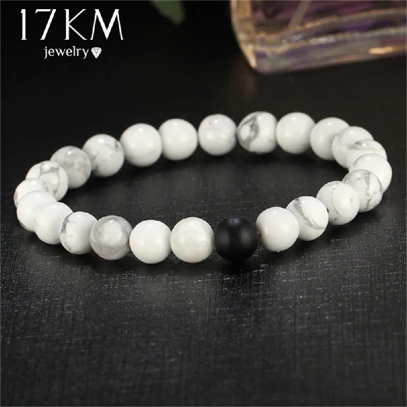 Fashion 2 Color Distance Men Bracelet Jewelry For Men Women Fashion Stone Beads