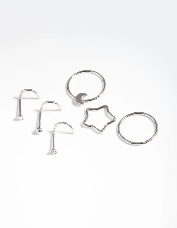 Rhodium Surgical Steel Celestial Nose Jewellery Pack