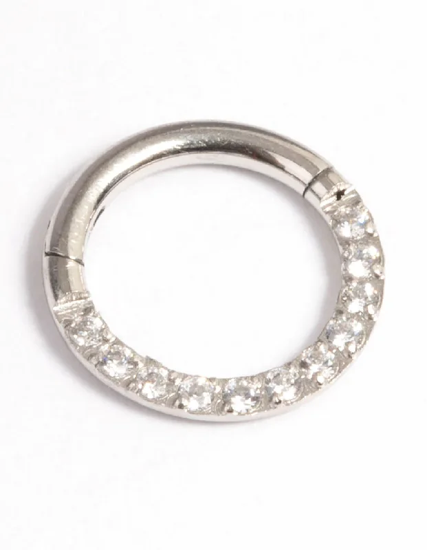 Surgical Steel Cubic Zirconia Clicker Ring 7mm