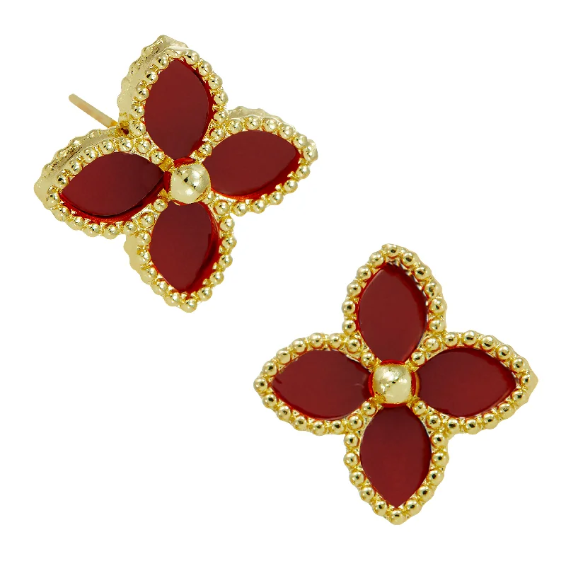 18K Gold Vermeil Agate Stud