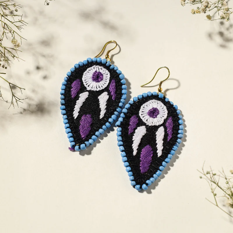 Hand Embroidered Fabart Beadwork Earrings by Rangila Dhaga