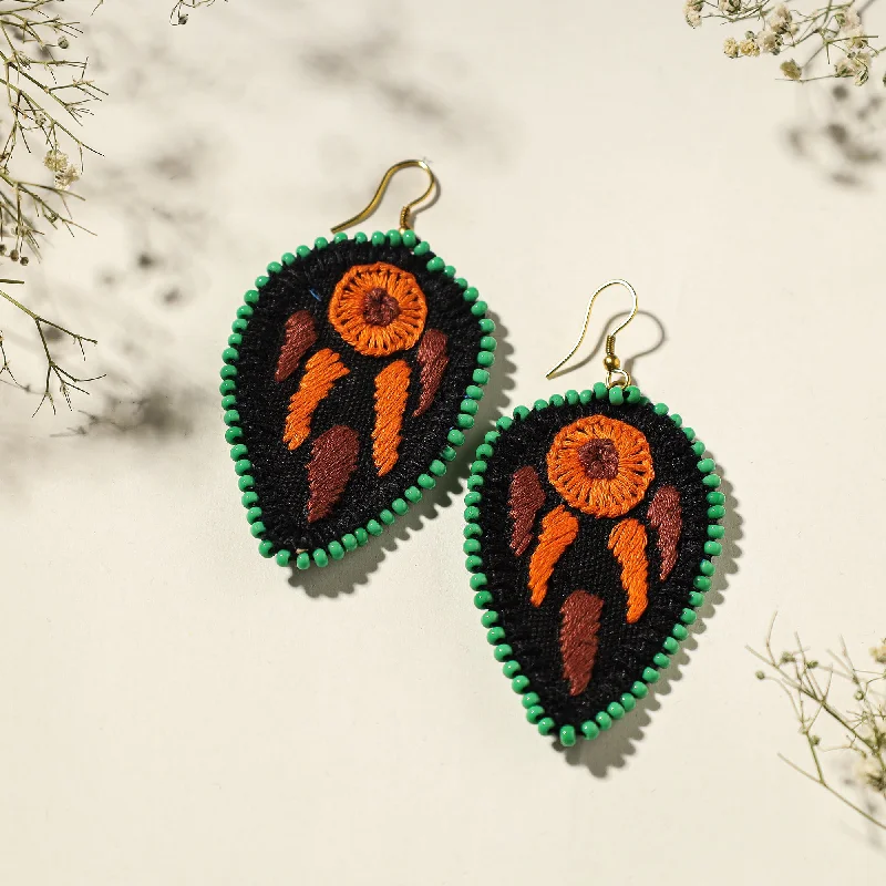 Hand Embroidered Fabart Beadwork Earrings by Rangila Dhaga