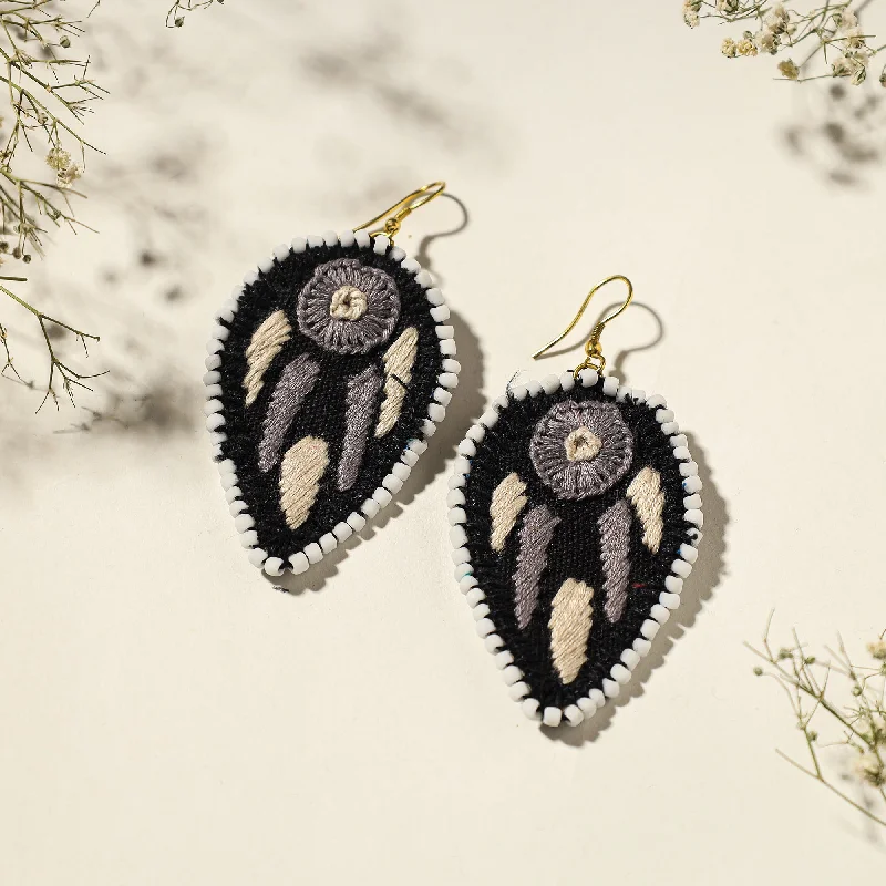 Hand Embroidered Fabart Beadwork Earrings by Rangila Dhaga