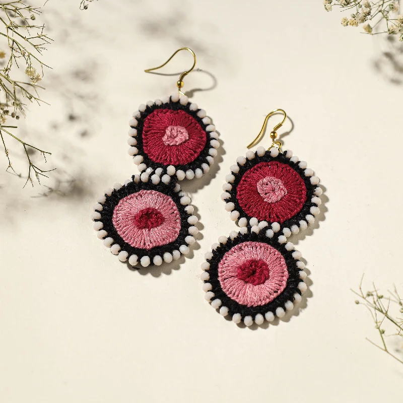 Hand Embroidered Fabart Beadwork Earrings by Rangila Dhaga