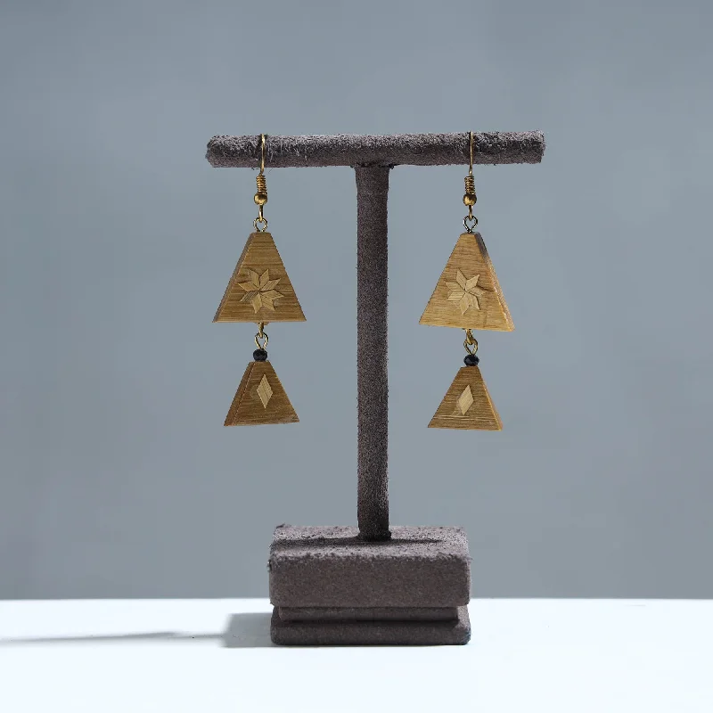 Handcrafted Double Triangle Shaped Bamboo Earrings