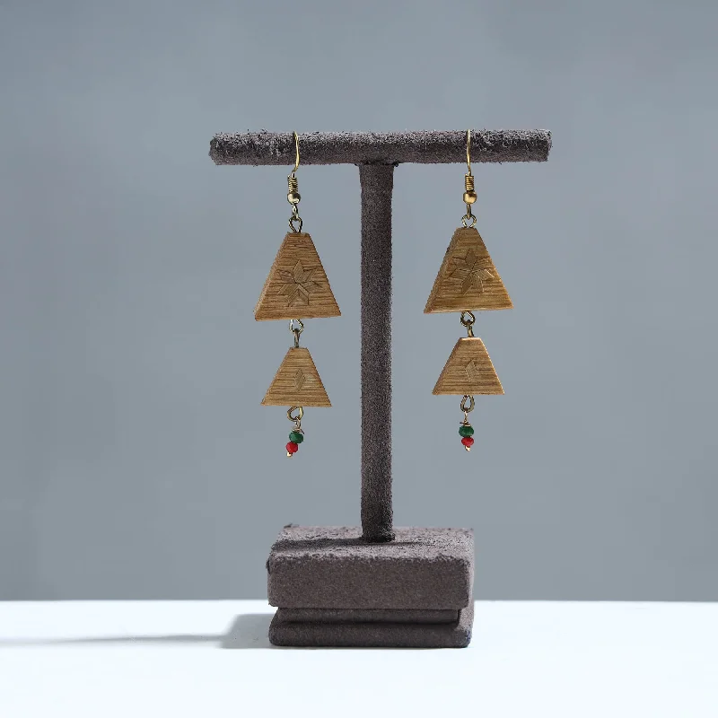 Handcrafted Double Triangle Shaped Bamboo Earrings