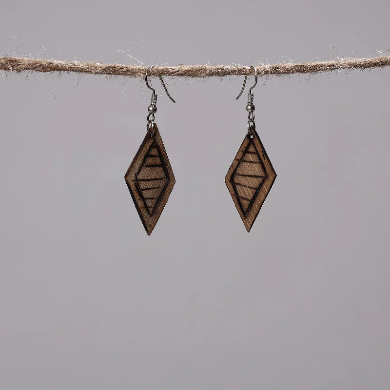 Hand Carved Bamboo Wooden Earrings