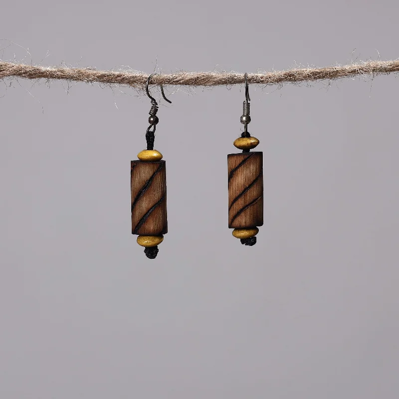 Hand Carved Bamboo Wooden Earrings