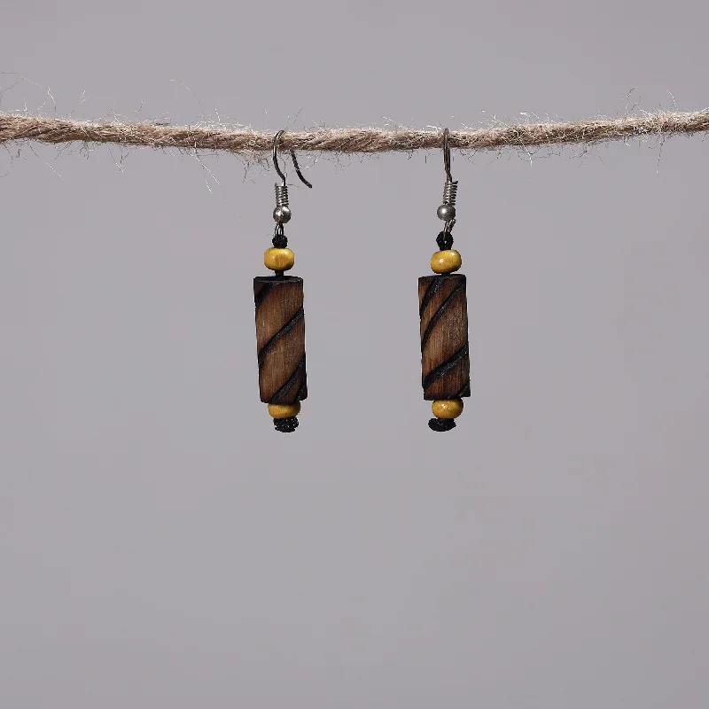 Hand Carved Bamboo Wooden Earrings