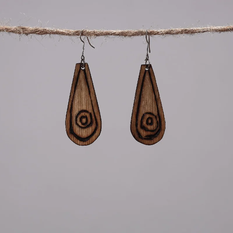 Hand Carved Bamboo Wooden Earrings