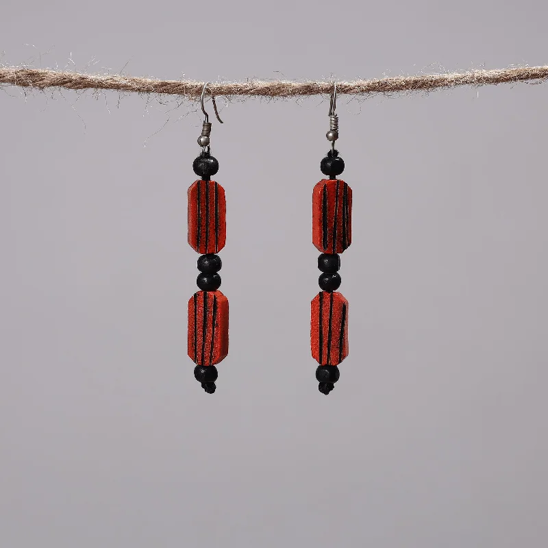 Hand Carved Bamboo Wooden Earrings