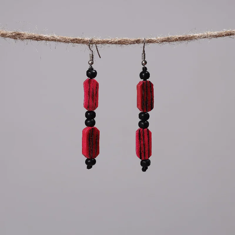 Hand Carved Bamboo Wooden Earrings