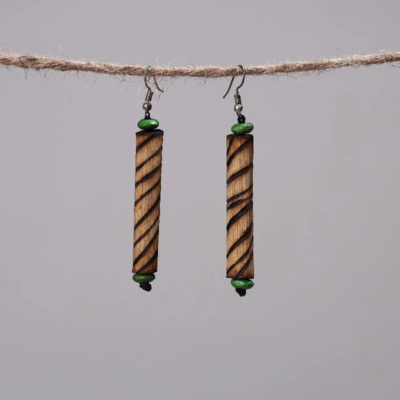 Hand Carved Bamboo Wooden Earrings