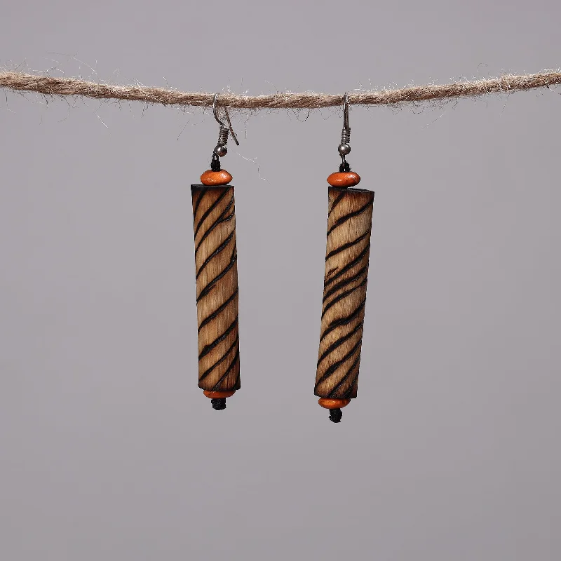 Hand Carved Bamboo Wooden Earrings